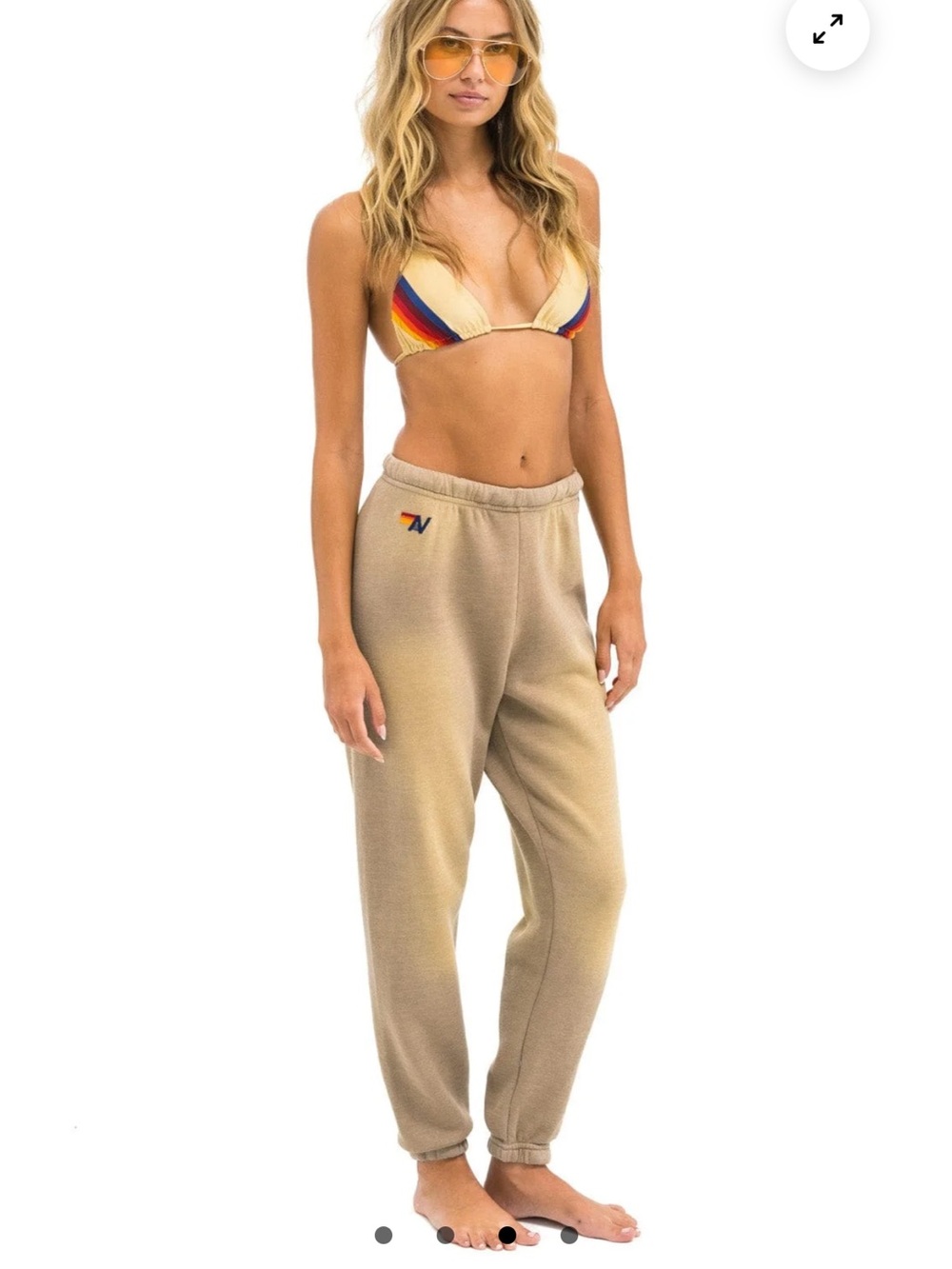 Aviator Nation 5 STRIPE SWEATPANTS FADED TAN